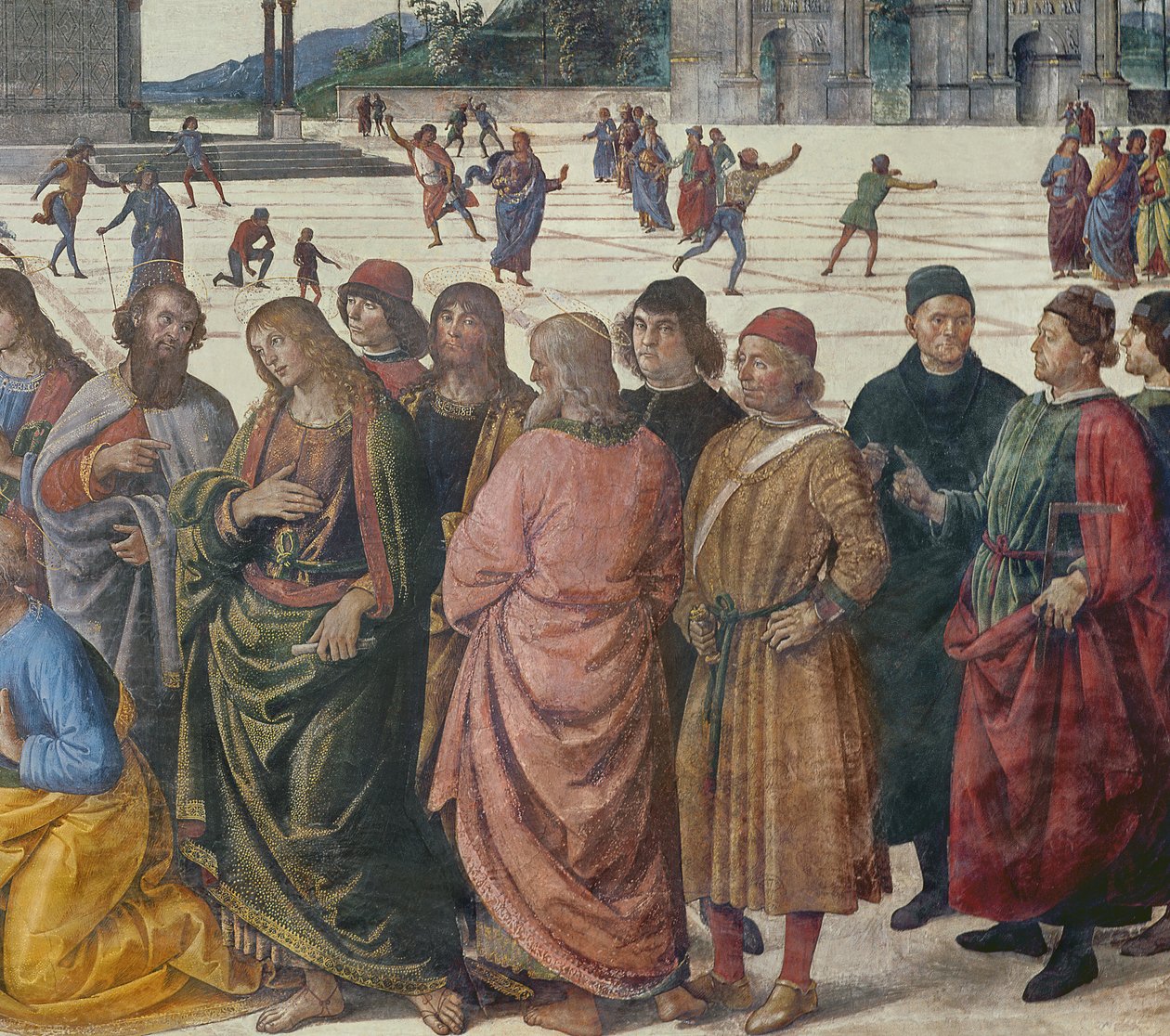 Részlet a kulcsokat átvevő Szent Péterről, Sixtus-kápolna, 1481 alkotó: Pietro Perugino