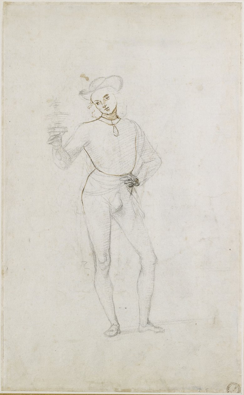 Recto: Tanulmány egy alakhoz a mágusok imádatában, WA1846.5 alkotó: Pietro Perugino