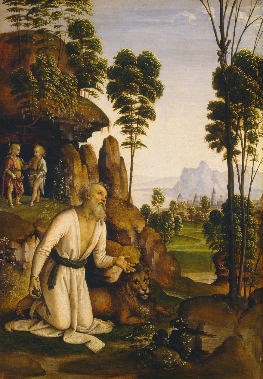 Szent Jeromos a pusztában, 1490-1500 körül (tempera, tábla) alkotó: Pietro Perugino