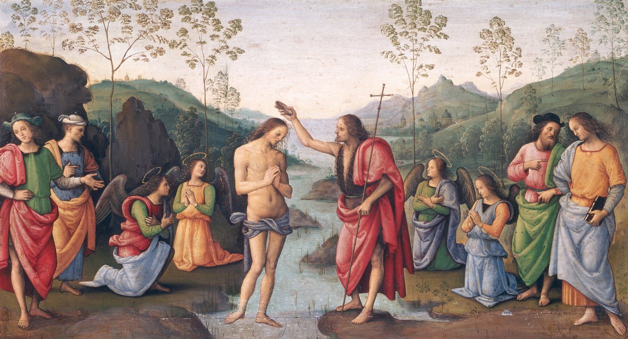 Krisztus megkeresztelkedése, a perugiai San Pietro kolostorból, 1496-98 alkotó: Pietro Perugino