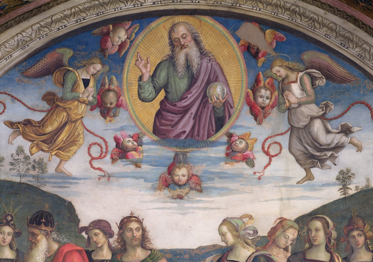Az Örök Atya a dicsőségben prófétákkal és szibillákkal, a Sala dell"Udienzából, 1496-1500 alkotó: Pietro Perugino