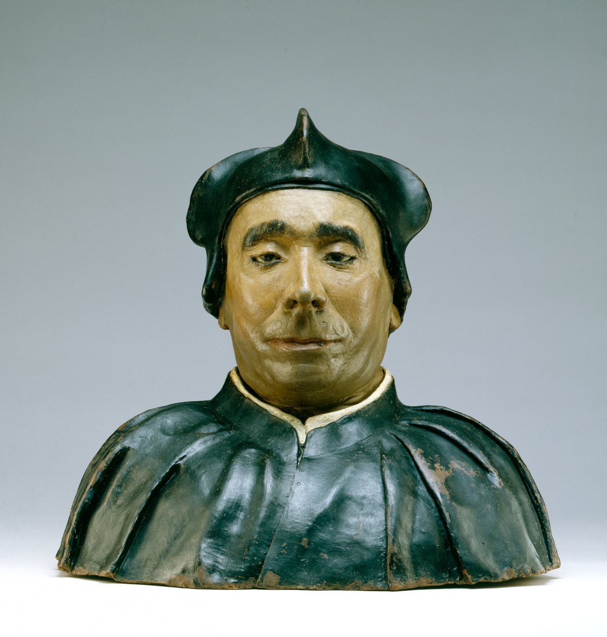 Egy tudós vagy prelátus mellszobra, 1545 (polikróm terrakotta) alkotó: Pietro Torrigiano
