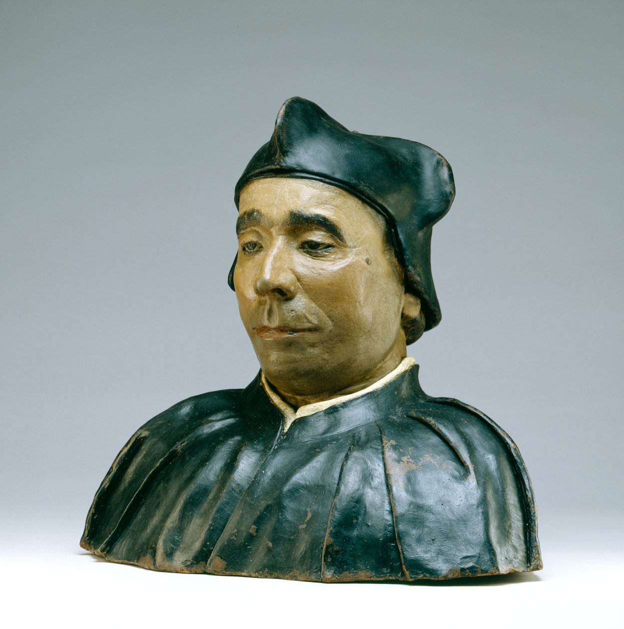 Egy tudós vagy egy prelátus mellszobra, 1545 (polikróm terrakotta) alkotó: Pietro Torrigiano