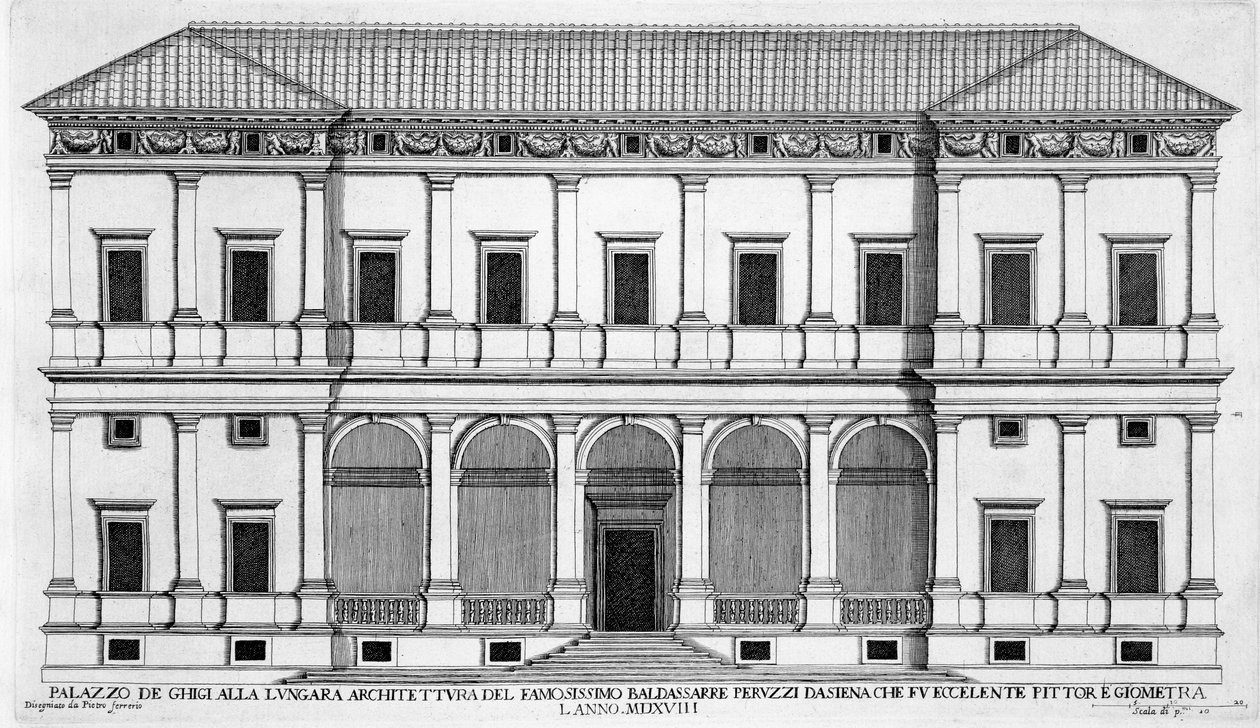 Palazzo Chigi a Lungarán, Róma, a „Palazzi di Roma”-ból, 1655-ben alkotó: Pietro Ferrerio