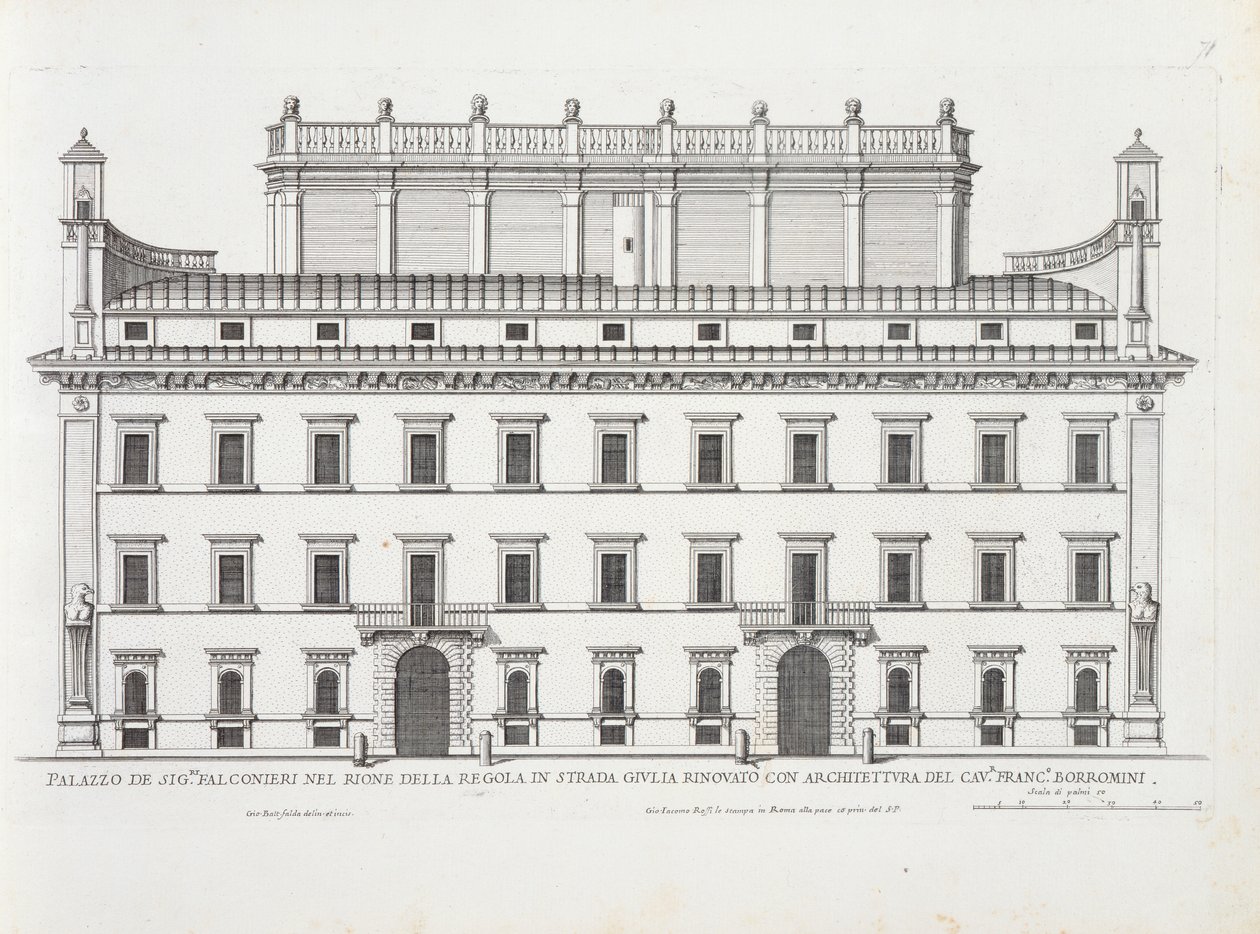 Palazzo Falconieri, Róma, a „Palazzi di Roma” II. részéből, 1670-es években jelent meg alkotó: Pietro Ferrerio