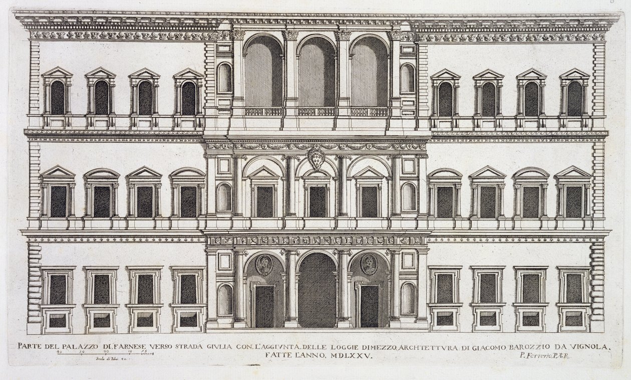 Palazzo Farnese, a „Palazzi di Roma” I. részéből, 1655-ben jelent meg alkotó: Pietro Ferrerio