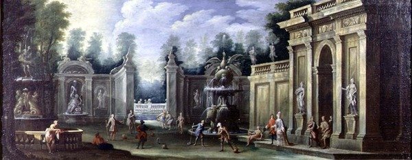 Építészeti capriccio figurákkal alkotó: Pietro Paltronieri