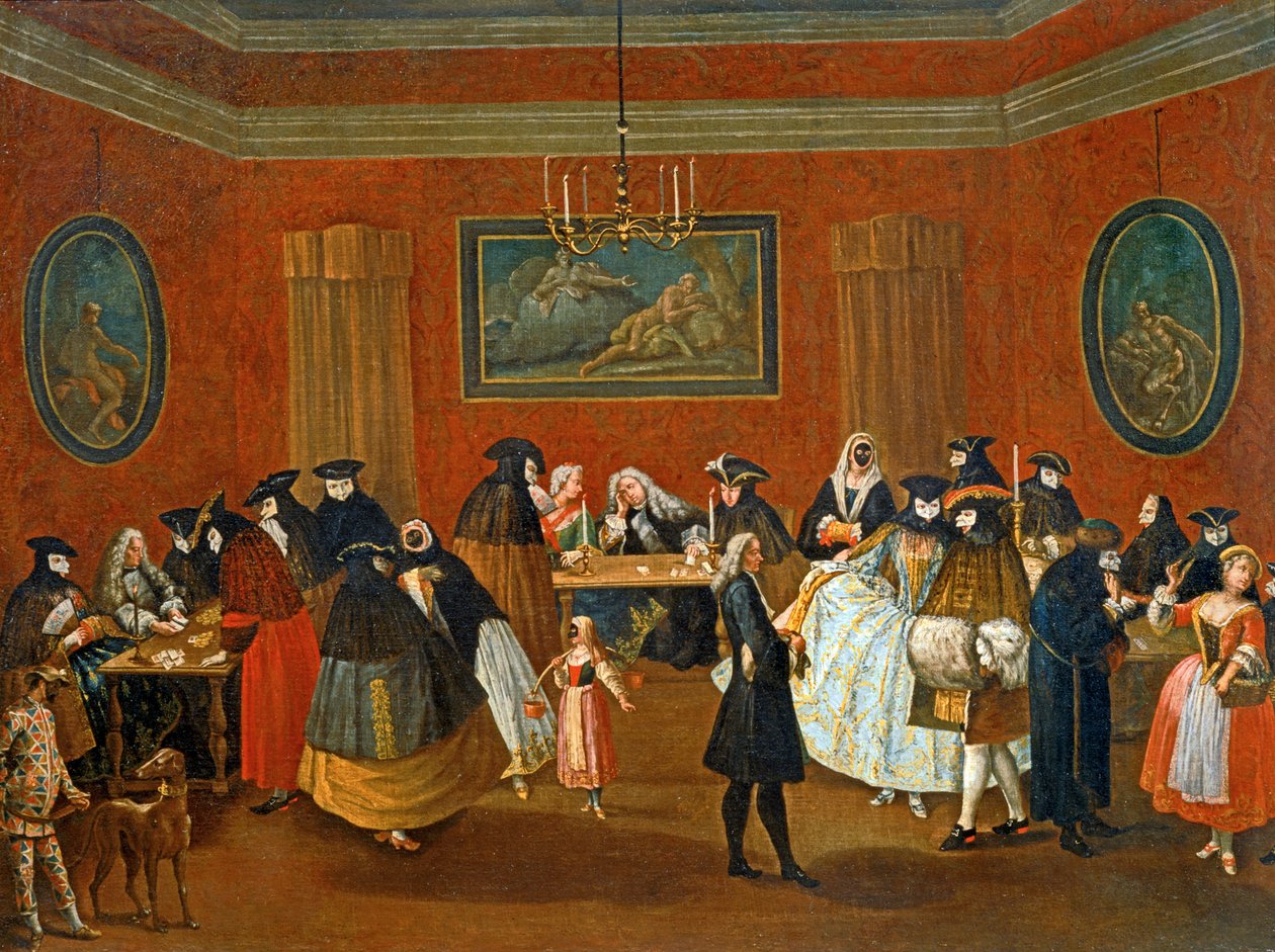 The Ridotto: maszkabál jelenet ... (festmény, vászon) alkotó: Pietro (circle of) Longhi