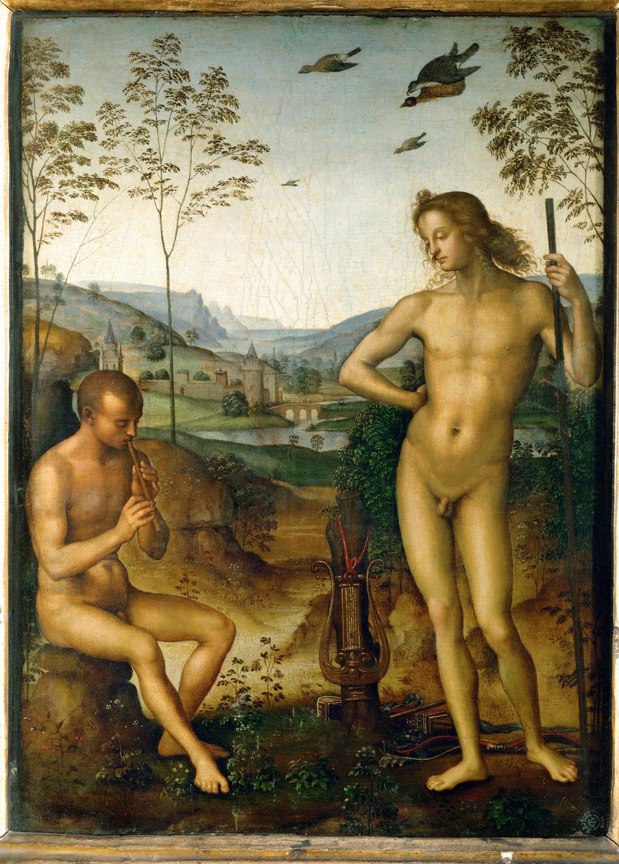 Apollon et Marsyas - Apollón és Marsyas ... alkotó: Pietro (studio of) Perugino
