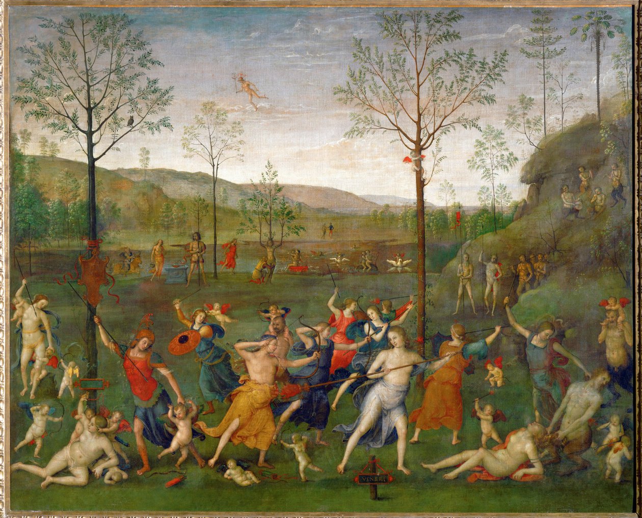 A szerelem és a tisztaság közötti harc ... alkotó: Pietro (studio of) Perugino