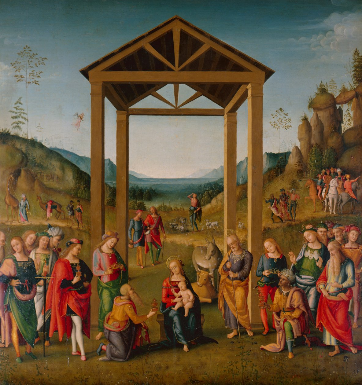 A mágusok imádása (olaj, vászon) alkotó: Pietro (workshop of) Perugino