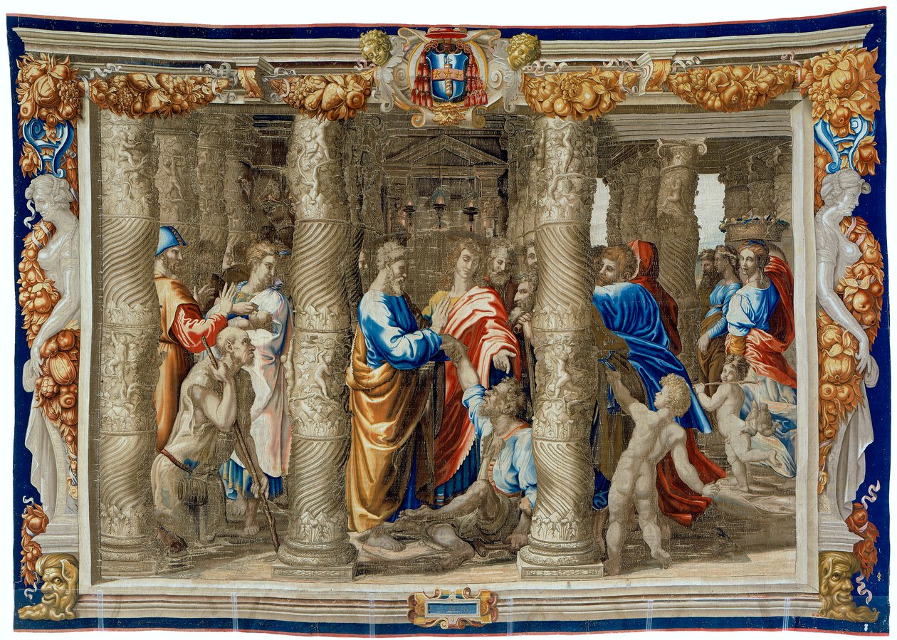 A 17. századi kárpit a nyomorék gyógyulását ábrázolja alkotó: Pietro 1579 1669 Fevère