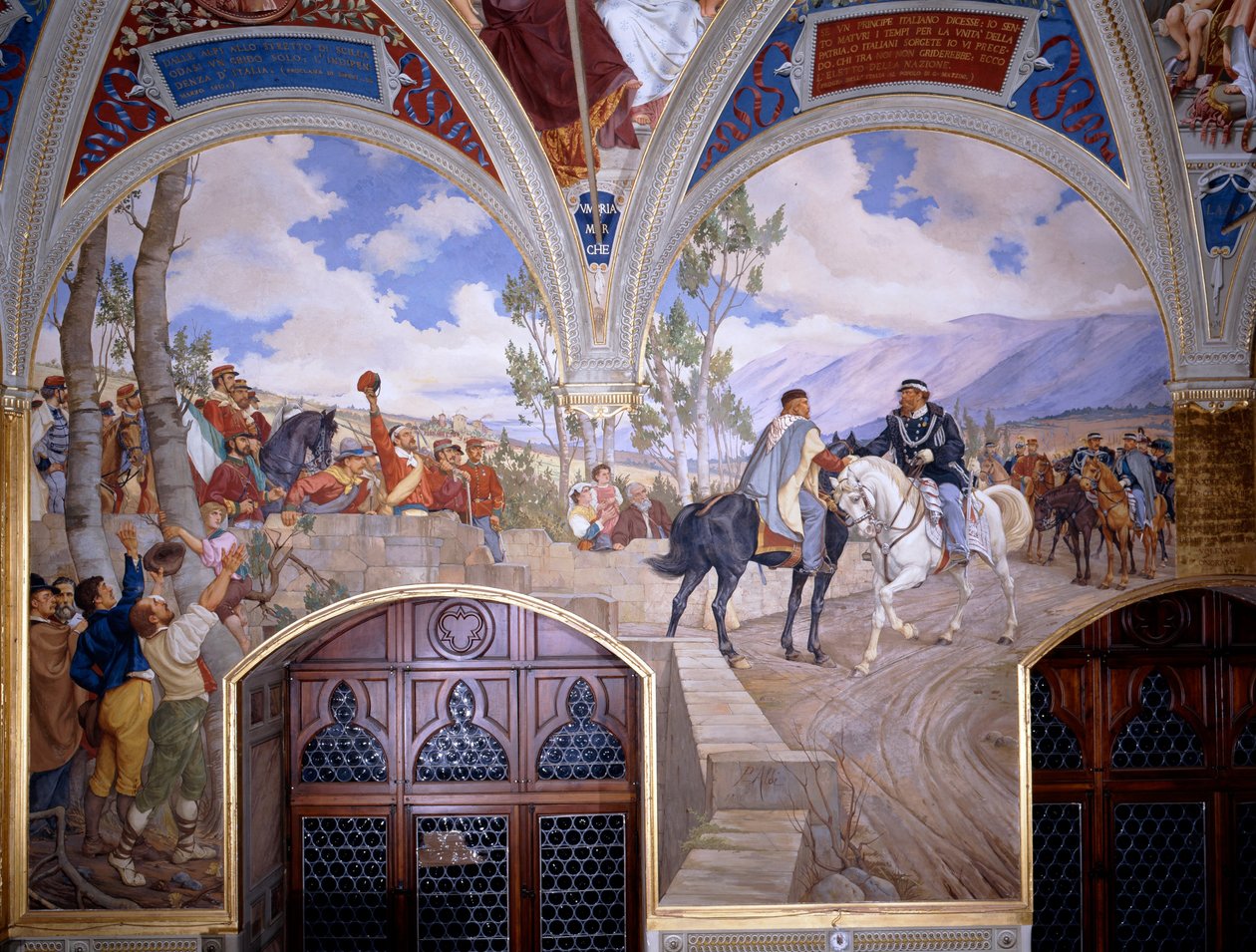Viktor Emanuel II. Találkozás Giuseppe Garibaldival Teanóban alkotó: Pietro Aldi