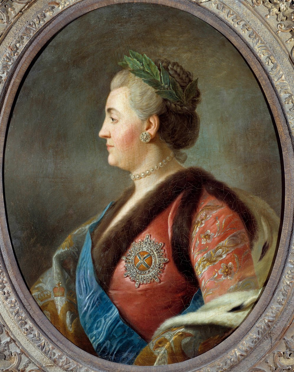 II. Katalin (1729-1796), Oroszország császárának portréja Pietro Antonio Rotari (1707-1762) festménye 18. századi nap. 0,79x0,63 m - II. Katalin (1729-1796), Oroszország császárné portréja. Pietro Antonio Rotari (1707-1762) francia iskola festménye alkotó: Pietro Antonio (after) Rotari