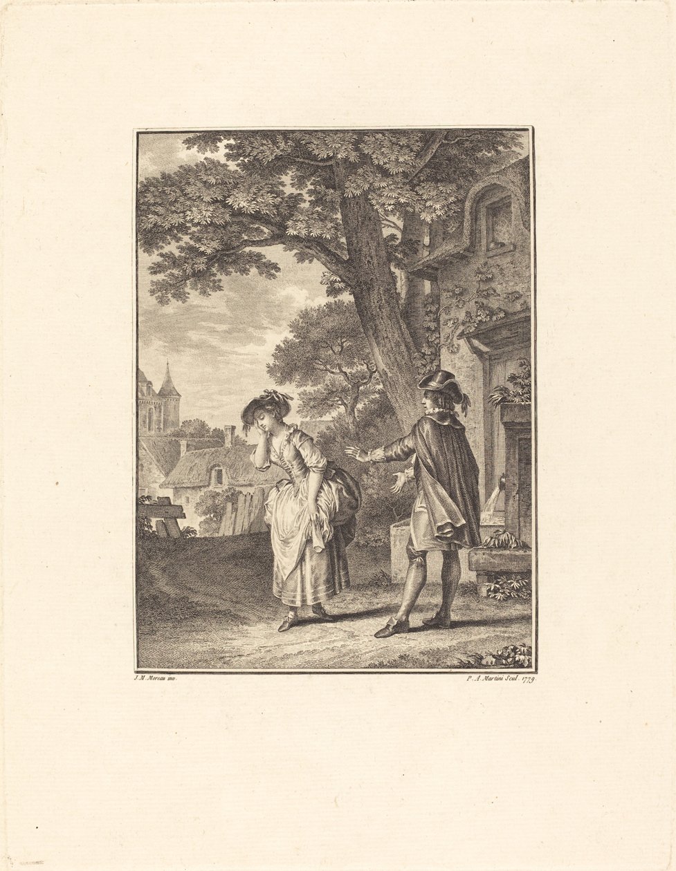 A falu jósa (Colette sírva) alkotó: Pietro Antonio Martini after Jean Michel Moreau