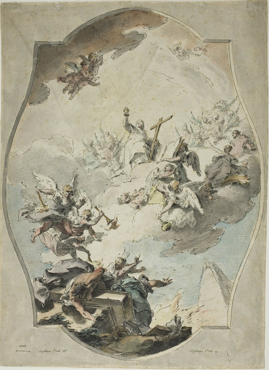 A hit legyőzi az eretnekséget (recto); Nyomkövetés a hit legyőzése után az eretnekségről (verso) alkotó: Pietro Antonio Novelli
