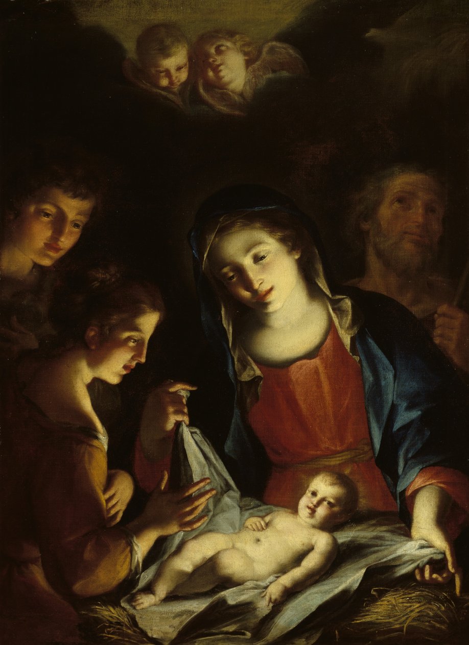 A csecsemő Krisztust imádó Madonna (olaj, vászon) alkotó: Pietro Antonio Rotari