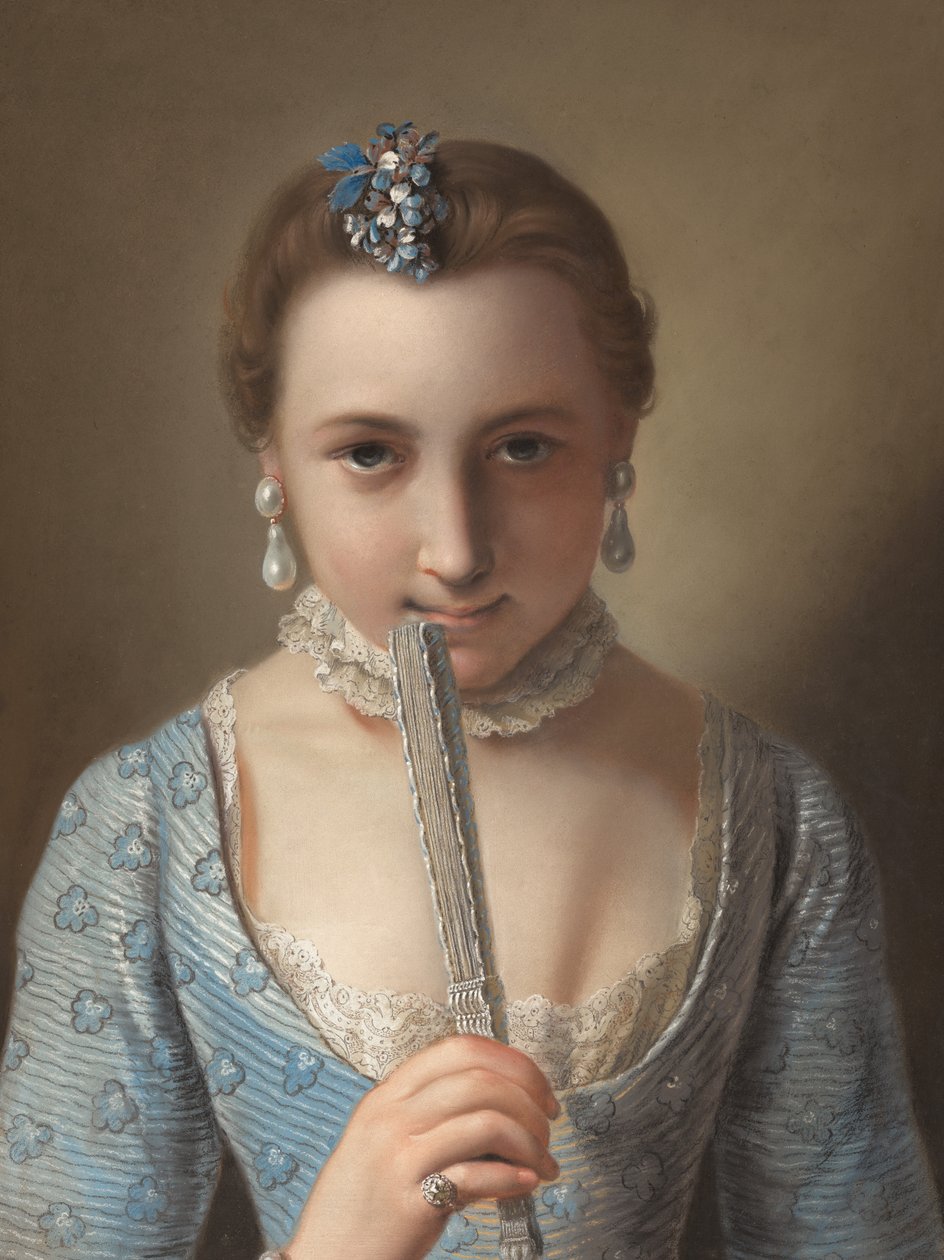 Fiatal nő egy ventilátorral alkotó: Pietro Antonio Rotari