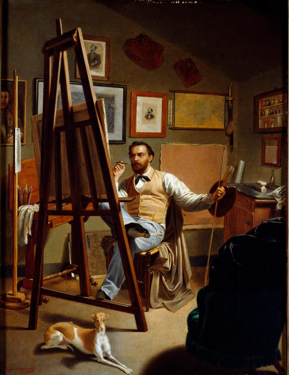 A festő műterme. Pietro Barabino (1822-1869) festménye alkotó: Pietro Barabino
