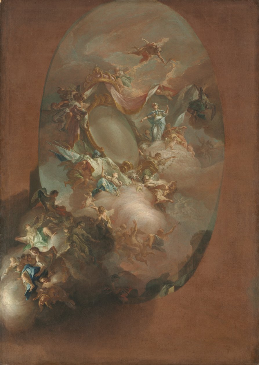 Tanulmány „IV. Ferdinánd apoteózisa és Mária Karolina, Nápoly királya és királynéja” című tanulmányhoz (a nápolyi Palazzo dei Regi Studi számára) alkotó: Pietro Bardellino