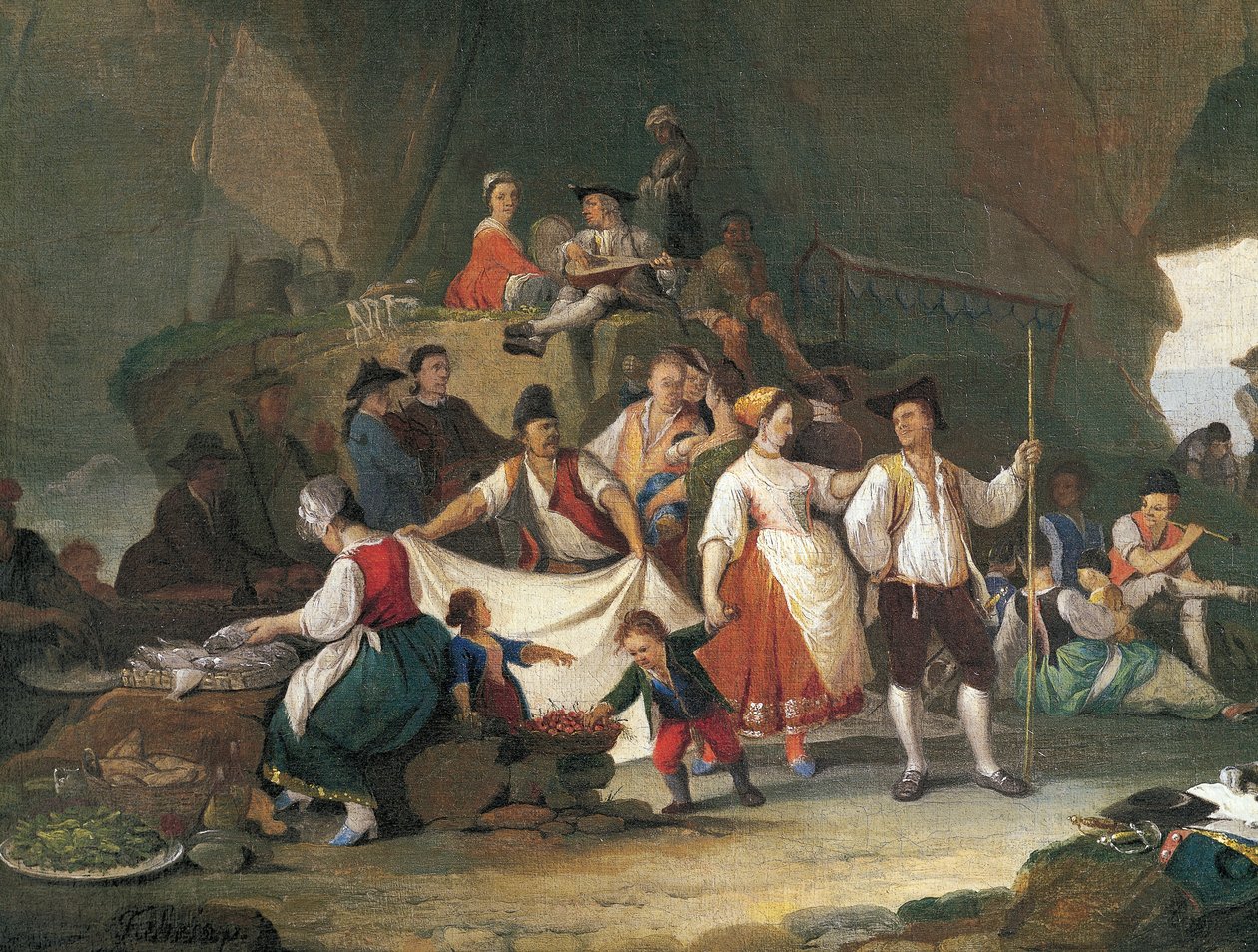 Reggeli a tenger mellett, Pietro Fabbris (1740-1792), részlet alkotó: Pietro Fabris