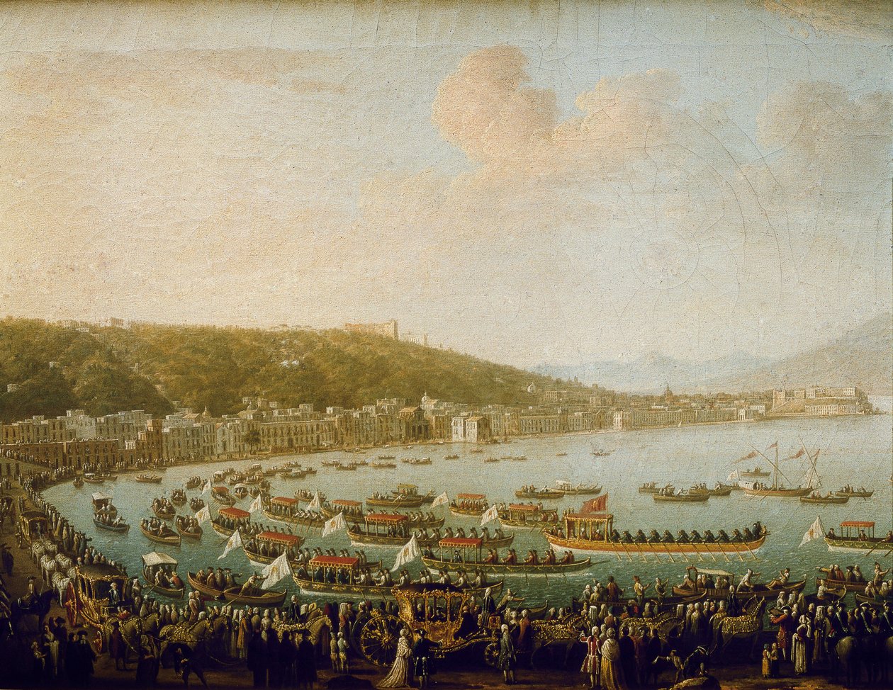 III. Károly spanyol (III. Károly) (1716-1788) távozása a Nápolyi-öbölből (Olaszország). Pietro Fabris (1756-1779) festménye, olaj, vászon alkotó: Pietro Fabris