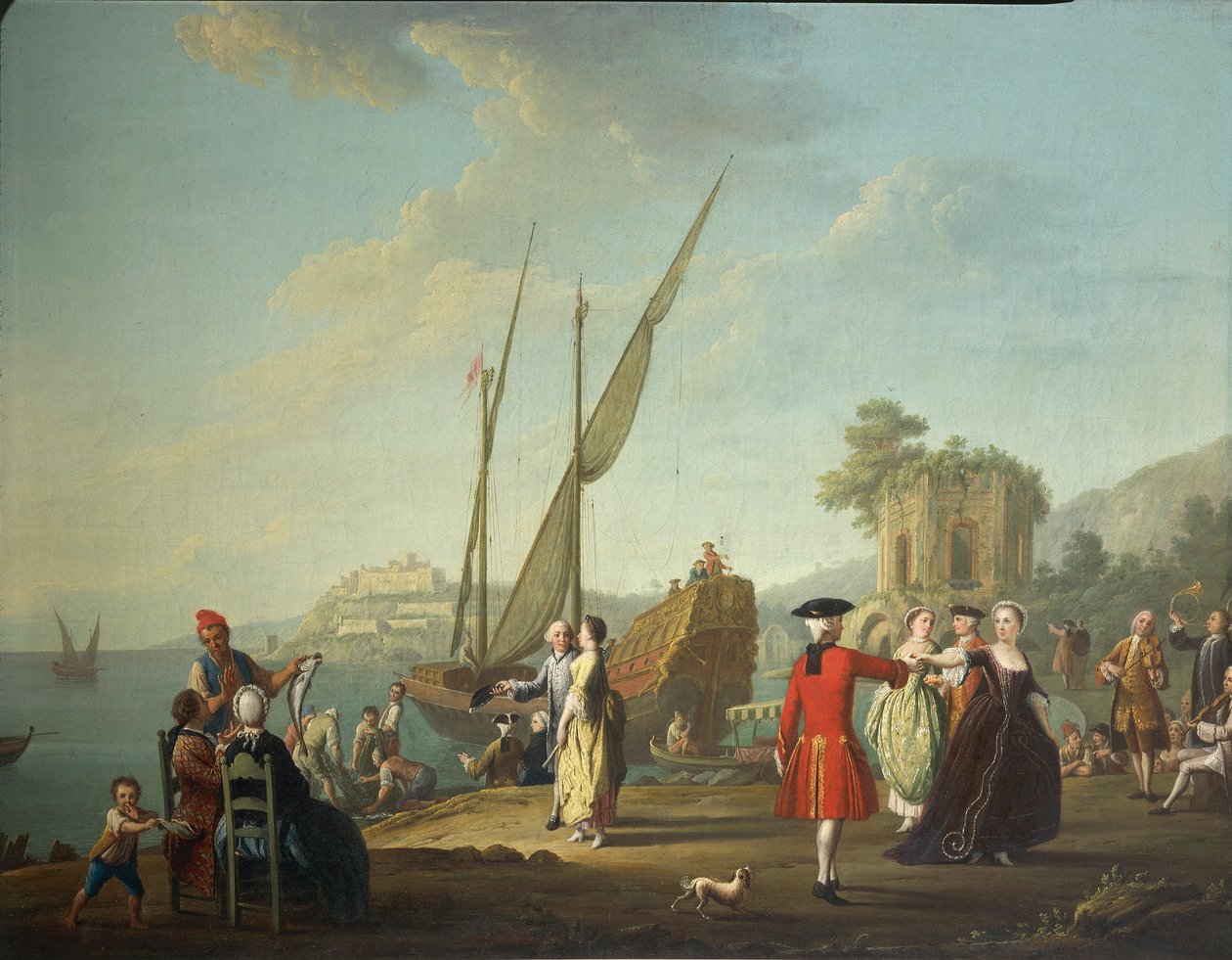 Menüett Baia-ban, ma Bacoli (Nápoly) része, a Campi Flegrei területén, Pietro Fabris alkotó: Pietro Fabris