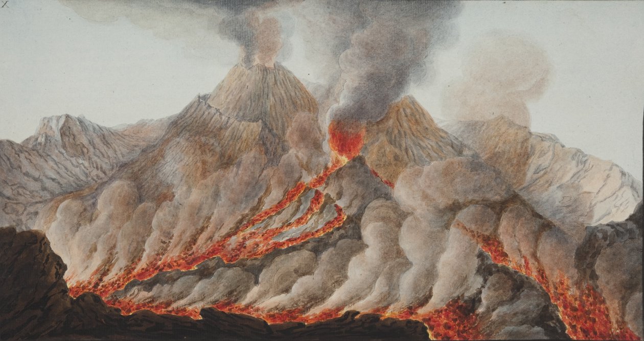X. tábla Campi Phlegraeiből: William Hamilton megfigyelései a két Szicília vulkánjairól, 1776 (wc papíron) alkotó: Pietro Fabris