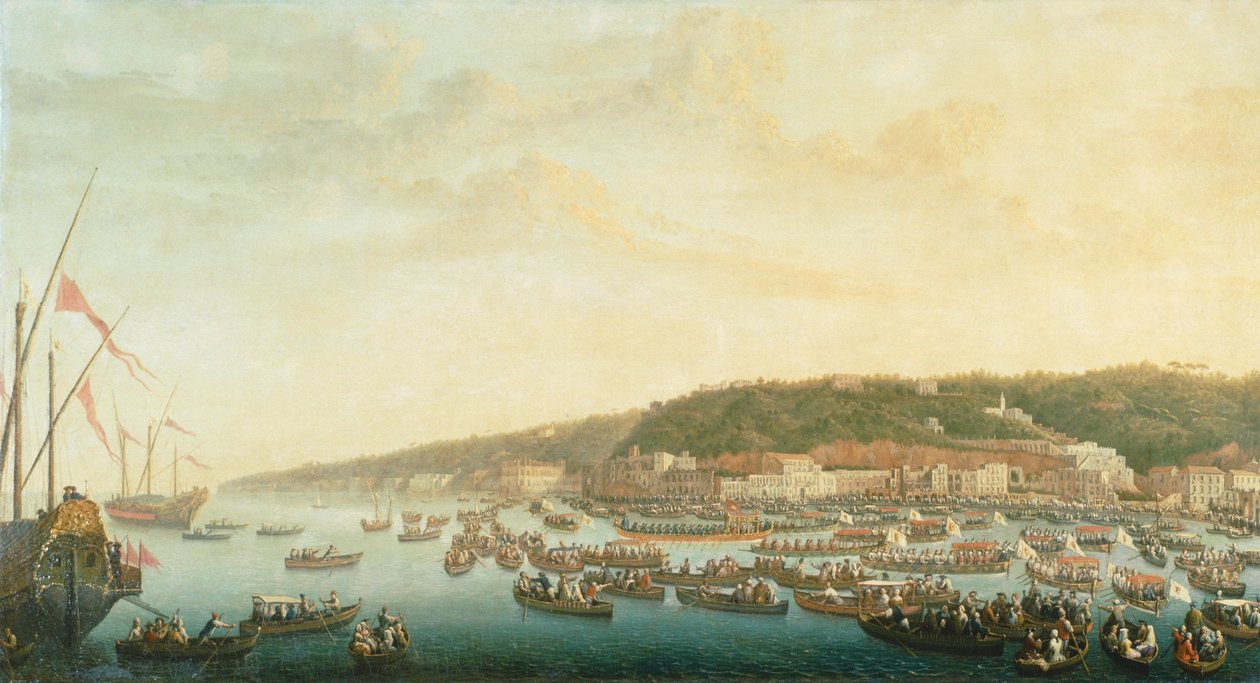 A királyi hajók felvonulása a nápolyi Posillipo-ban, Pietro Fabris (1740-1792), Olaszország alkotó: Pietro Fabris