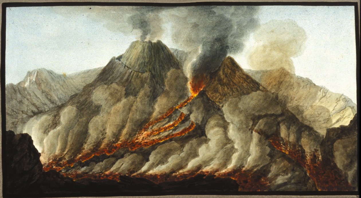 A kitörő vesuvius. Ezt a gouache-t Pierre Fabris készítette Sir William Hamilton nápolyi angol nagykövet kérésére.Bibl. Braidense, Milánó. alkotó: Pietro Fabris