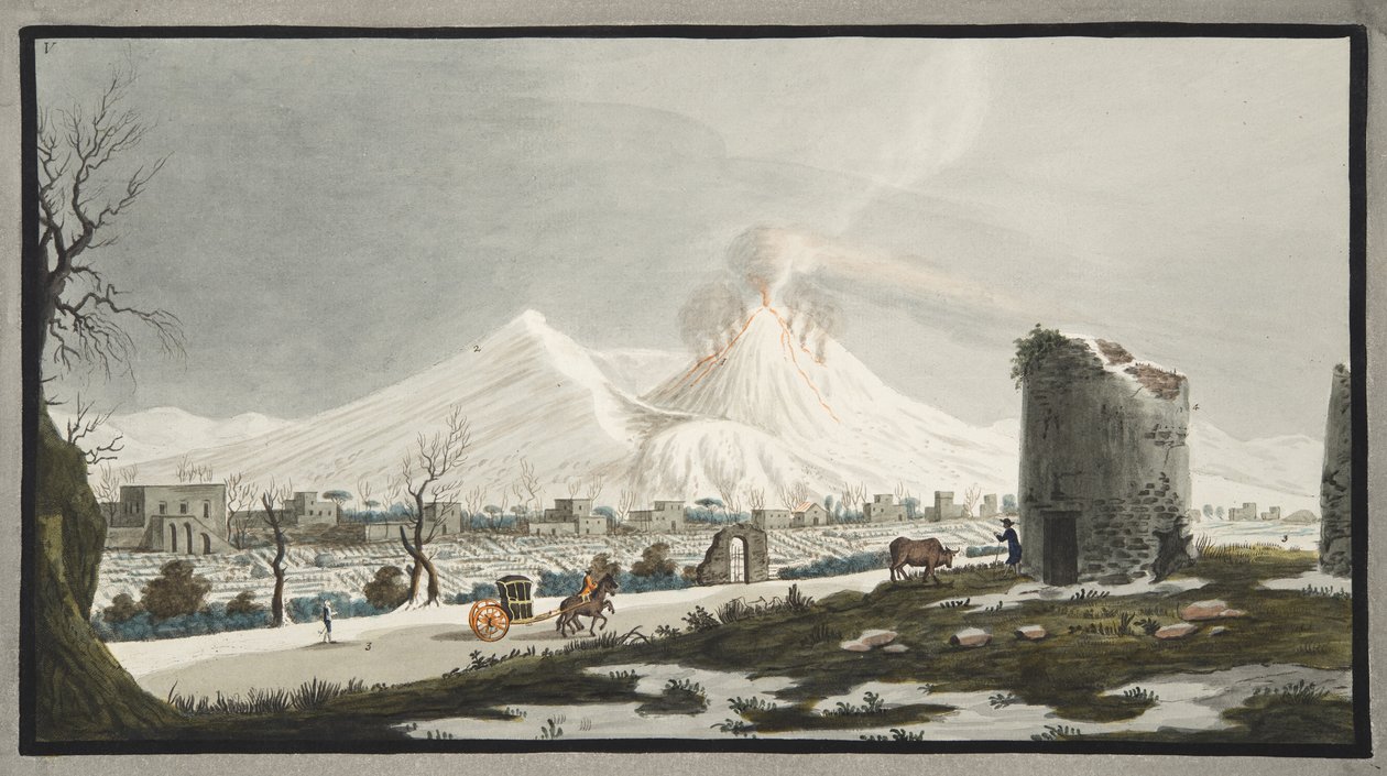Vesuvius in Snow, V. tábla a „Campi Phlegraei: Observations on the Volcanoes of the Two Sicilies” (Sir William Hamilton (1730-1803) 1776-ban megjelent könyvéből) alkotó: Pietro Fabris