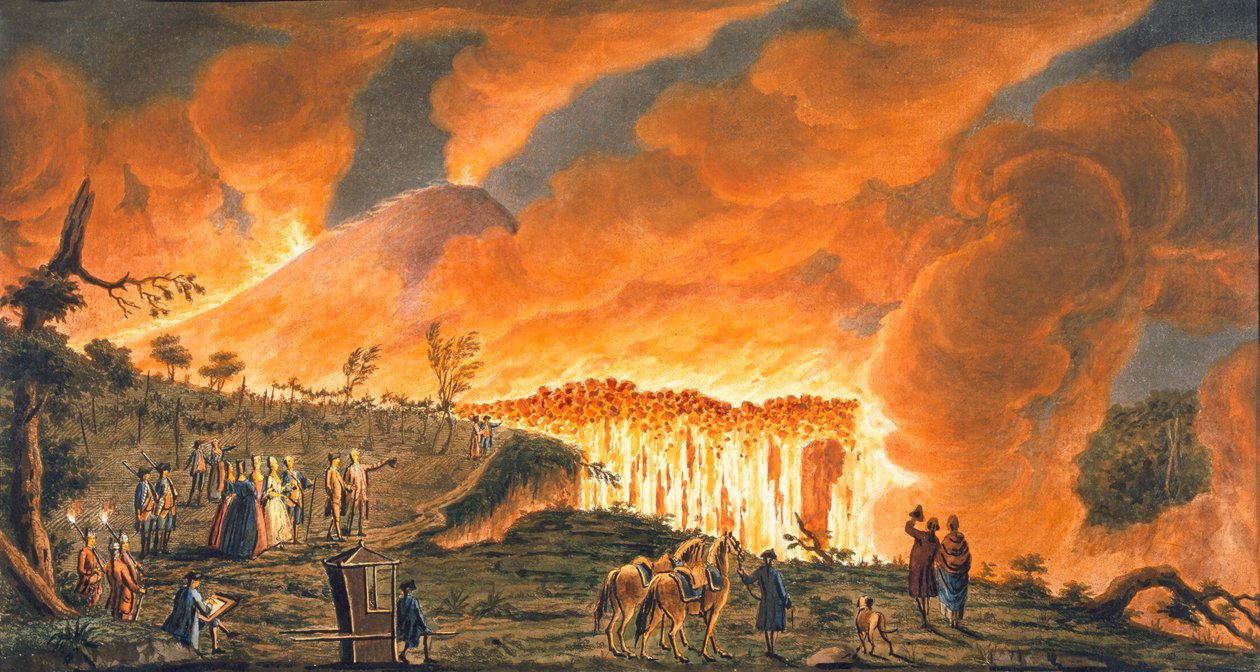 Hamilton képe, aki 1771. május 11-én kíséri szicíliai felségeiket, hogy megfigyelje a lávafolyást, 1 alkotó: Pietro Fabris