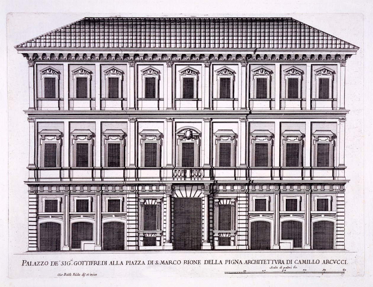 Palazzo Grazioli, Piazza San Marco, Róma, a „Palazzi di Roma” II. részéből, 1670-es években alkotó: Pietro Ferrerio