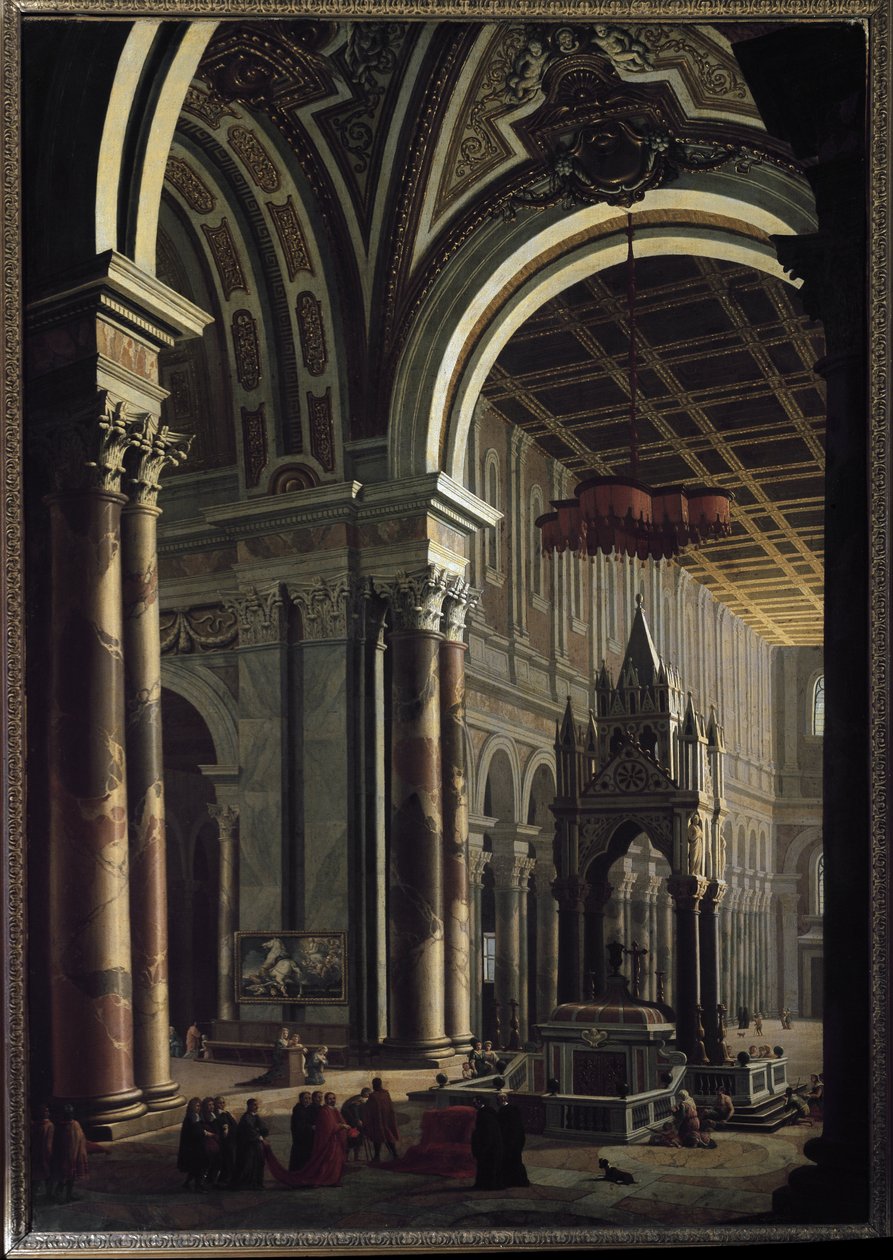 A római Szent Pál-bazilika belső képe (a római Szent Pál-bazilika belső képe) Pier Francesco Garola (Garoli) festménye (1638-1716) Turin Galleria Sabauda alkotó: Pietro Francesco Garoli