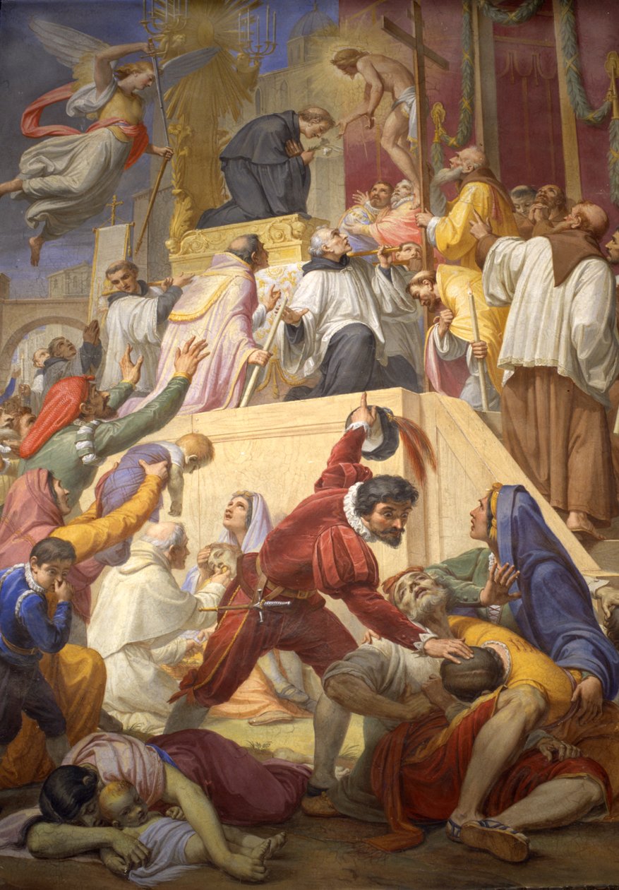 Tolentinói Szent Miklós csodája a cordovai pestisjárvány idején, 1856-69 alkotó: Pietro Gagliardi