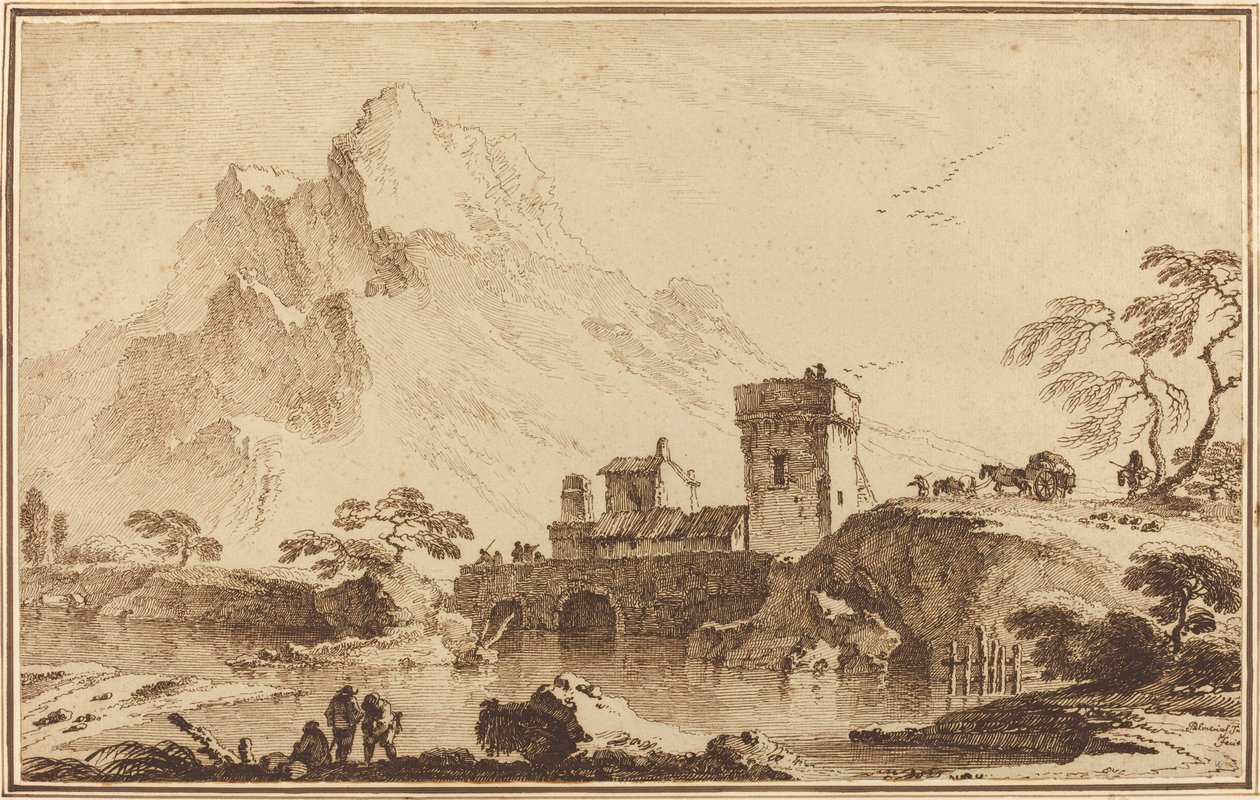 Megerősített híd távoli hegyek ellen alkotó: Pietro Giacomo Palmieri
