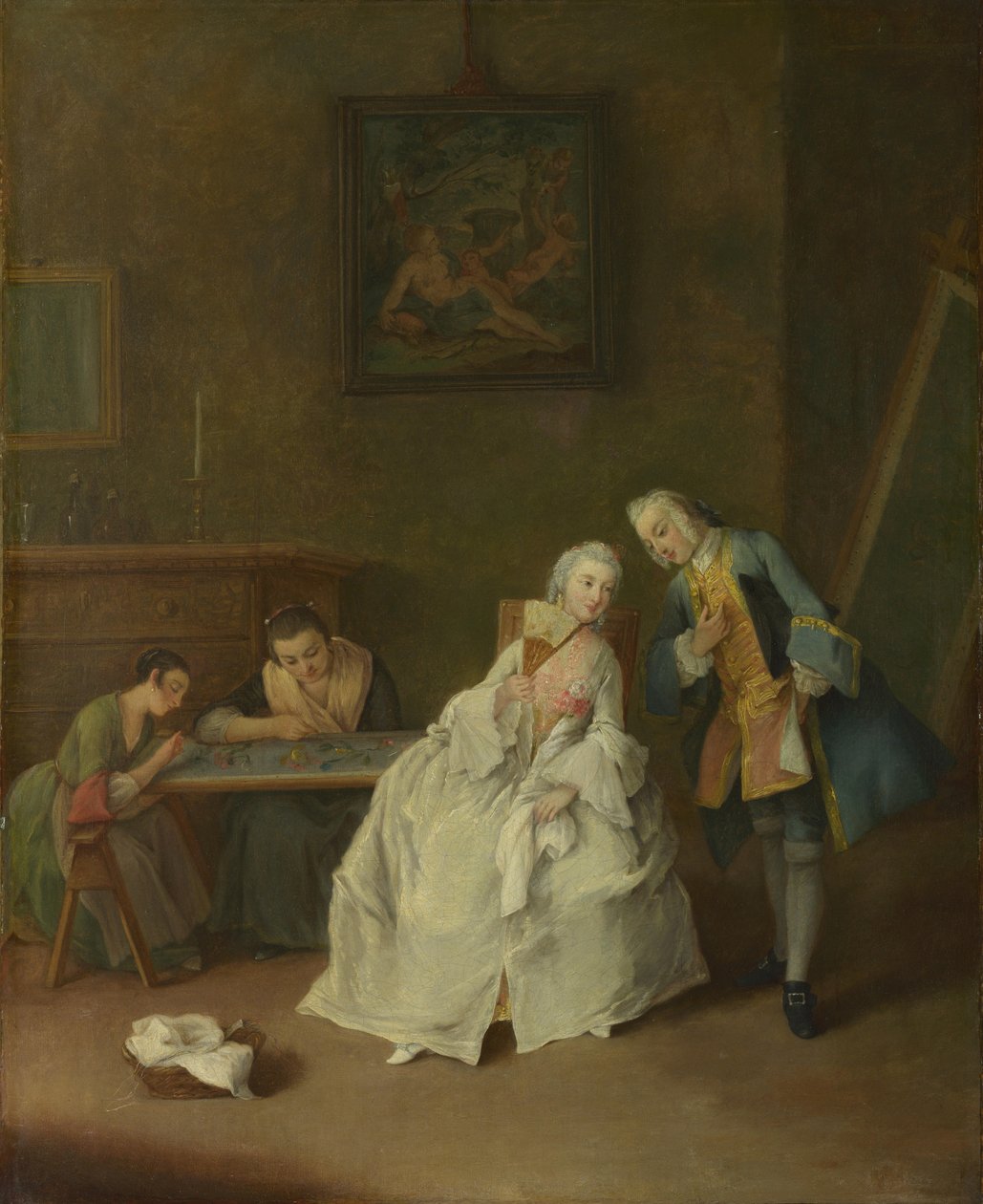Egy hölgy kap egy lovasságot, 1747-1755 alkotó: Pietro Longhi