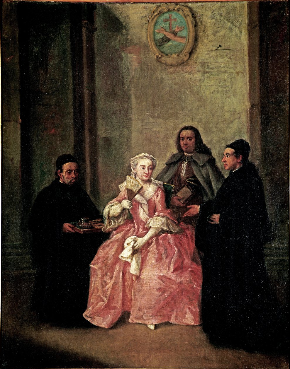 Egy szerzetes pár forró csokit kínál velencei keksszel - Pietro Longhi (1702-1785) festménye 1774 Méret: 61x50 cm Velence, Ca 