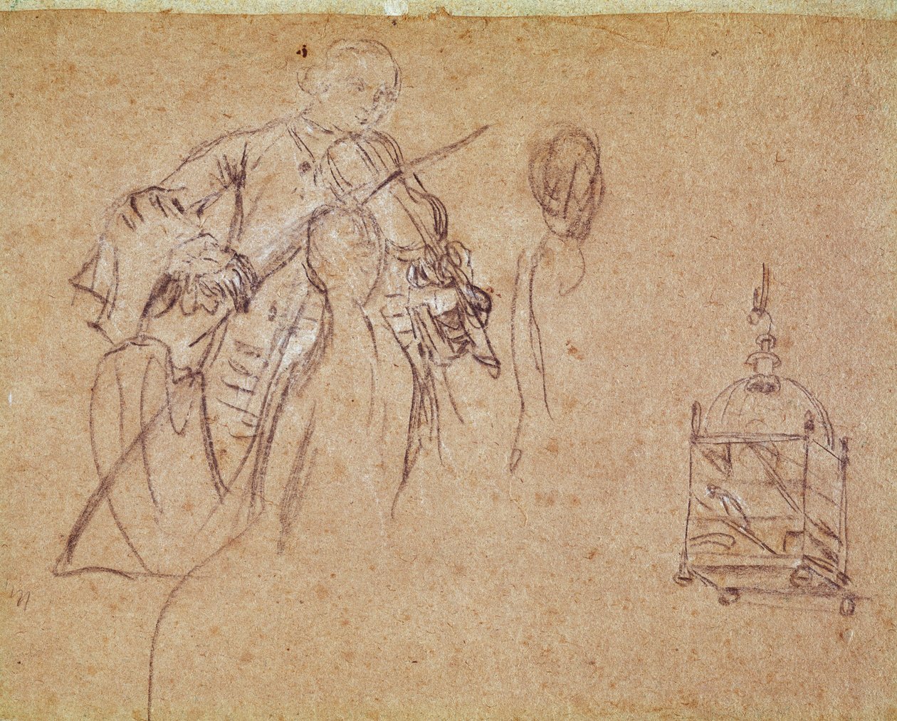 Hegedűművész (hegedűs) Pietro Longhi rajza (1702-1785) Velence, Musee Correr alkotó: Pietro Longhi