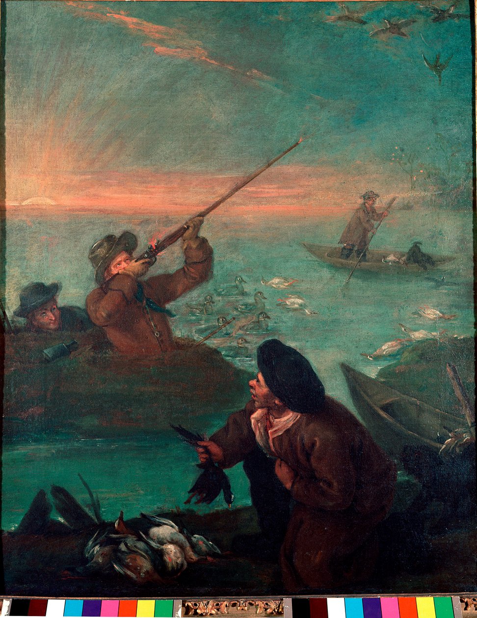 Kacsavadászat a lagúnában Pietro Longhi (1702-1785) festménye 1765-1770 V. 61x49,5 cm Velence Pinacoteca Querini-Stampalia alkotó: Pietro Longhi