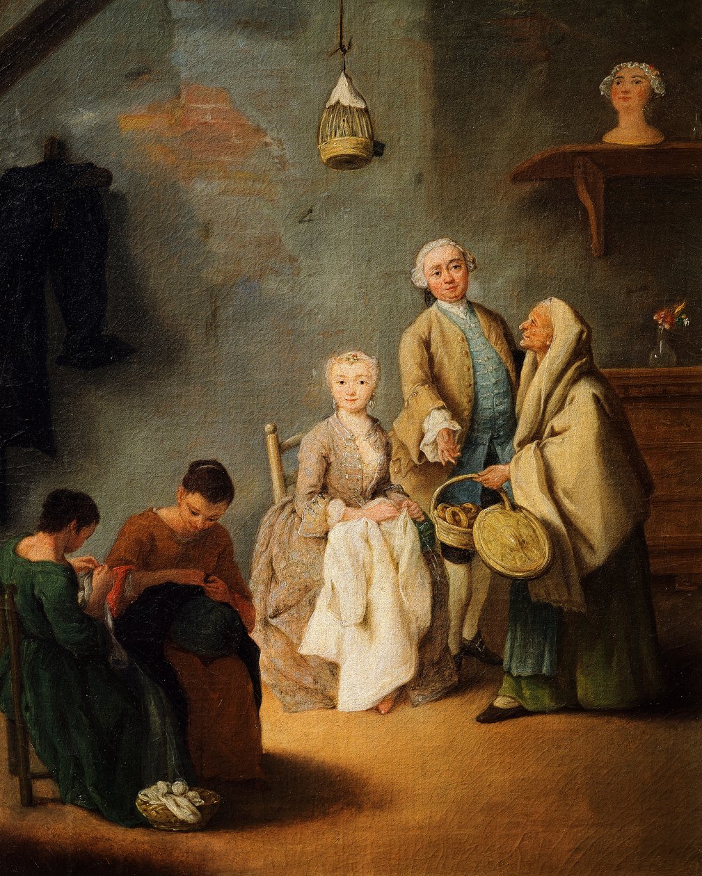 Hímzőműhely, Pietro Longhi (1701-1785) alkotó: Pietro Longhi