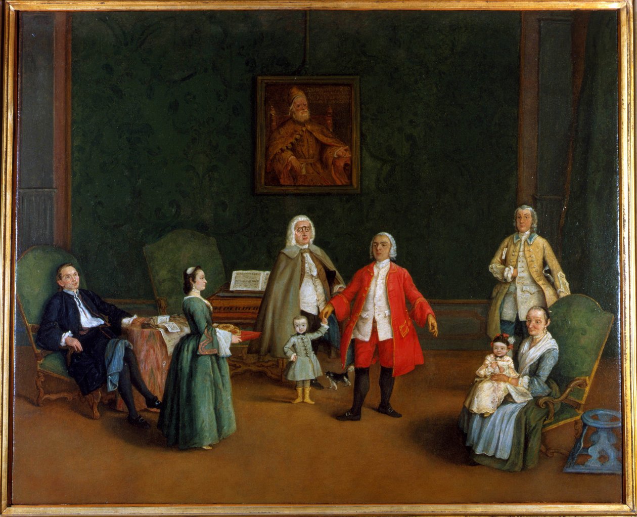 Családi portré, Pietro Longhi (1702 - 1785), olajfestmény, Palazzo Levi Montalcini. alkotó: Pietro Longhi