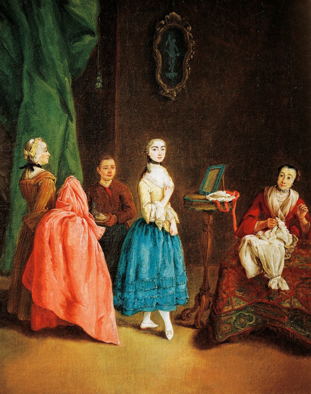 Hölgy a varrónál, Pietro Longhi (1701-1785) alkotó: Pietro Longhi