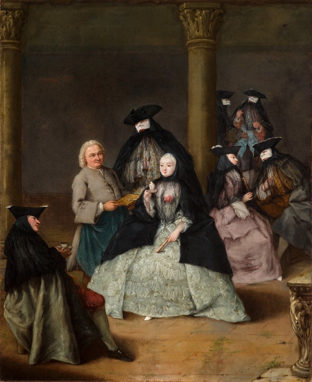 Maszkos buli az udvaron alkotó: Pietro Longhi