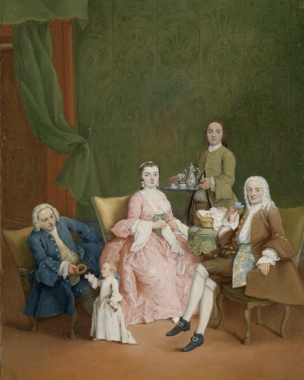 Egy velencei család portréja egy kávét felszolgáló szolgálóval Portré egy velencei családról egy kávét felszolgáló szolgával alkotó: Pietro Longhi