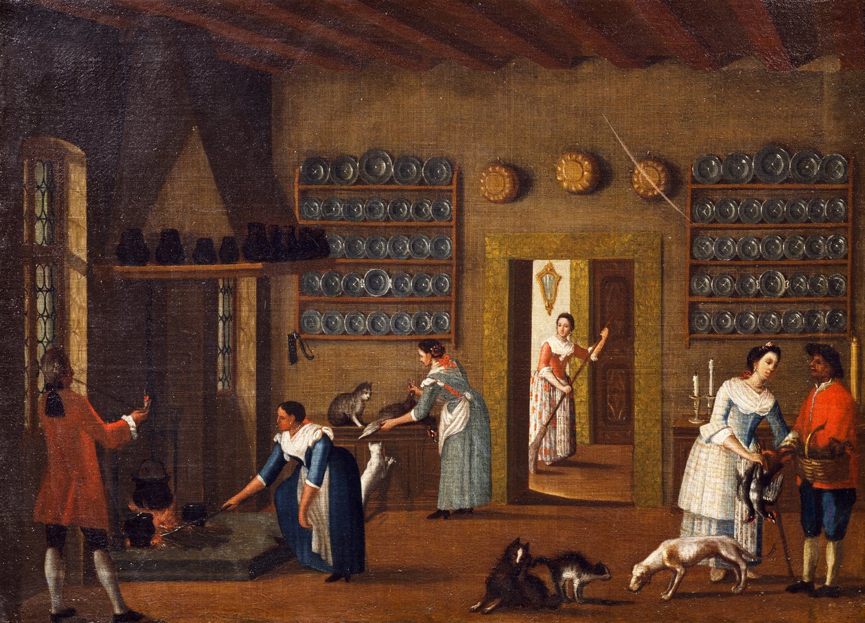 A konyha a villában, a Pietro Longhi iskolából alkotó: Pietro Longhi