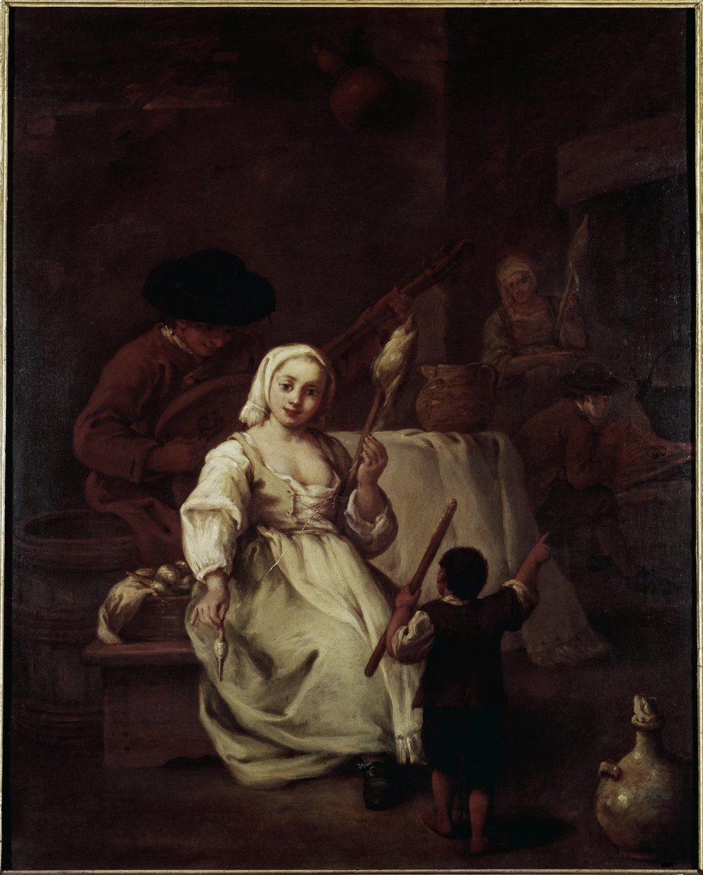 A fonó – Pietro Longhi (1702-1785) festménye, olaj, vászon, 69x49 cm, 1750 körül. Velence, Querini Stampalia Alapítvány alkotó: Pietro Longhi