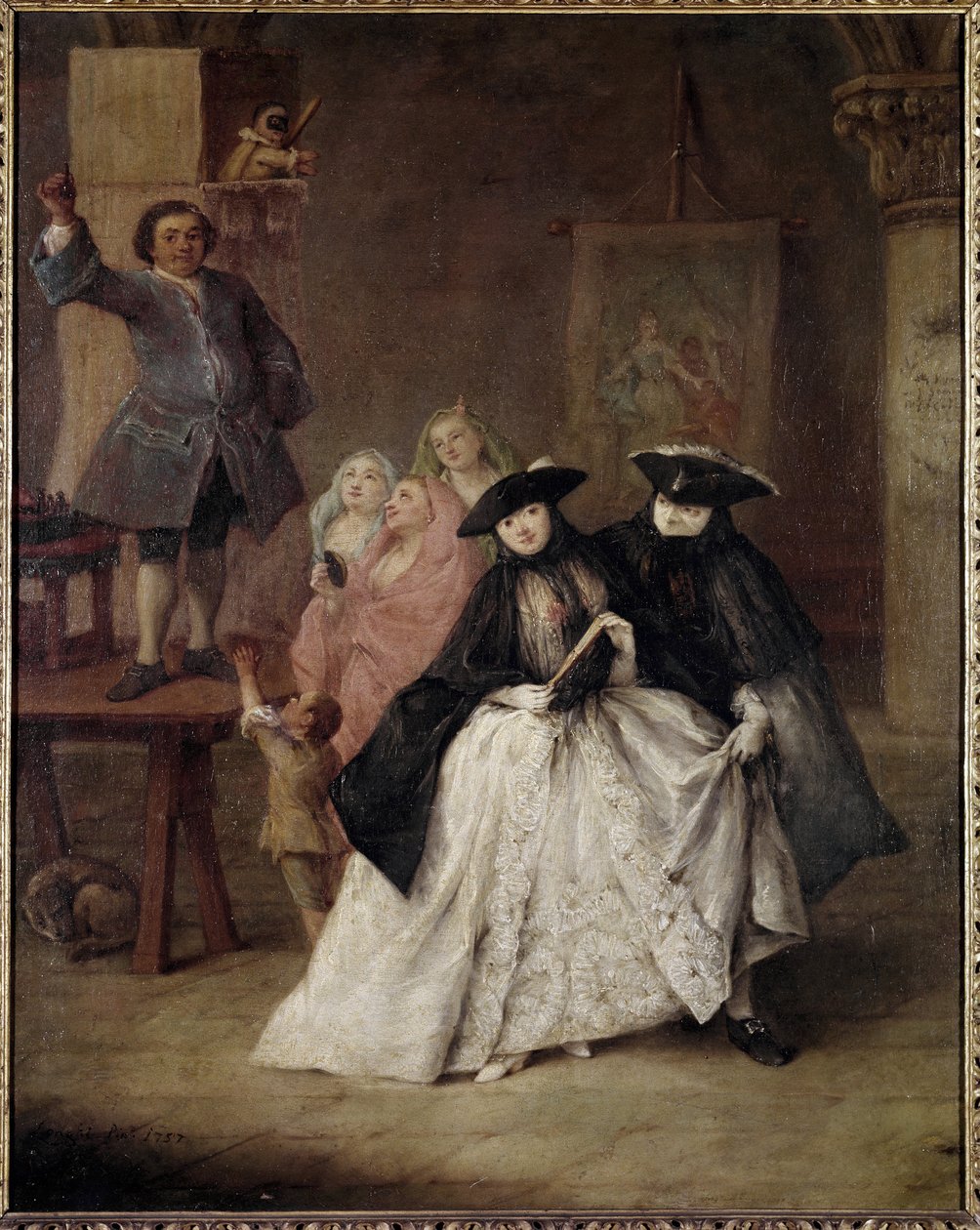 A sarlatán - Pietro Longhi (1702-1785) festménye, olaj, vászon, 62x50 cm alkotó: Pietro Longhi