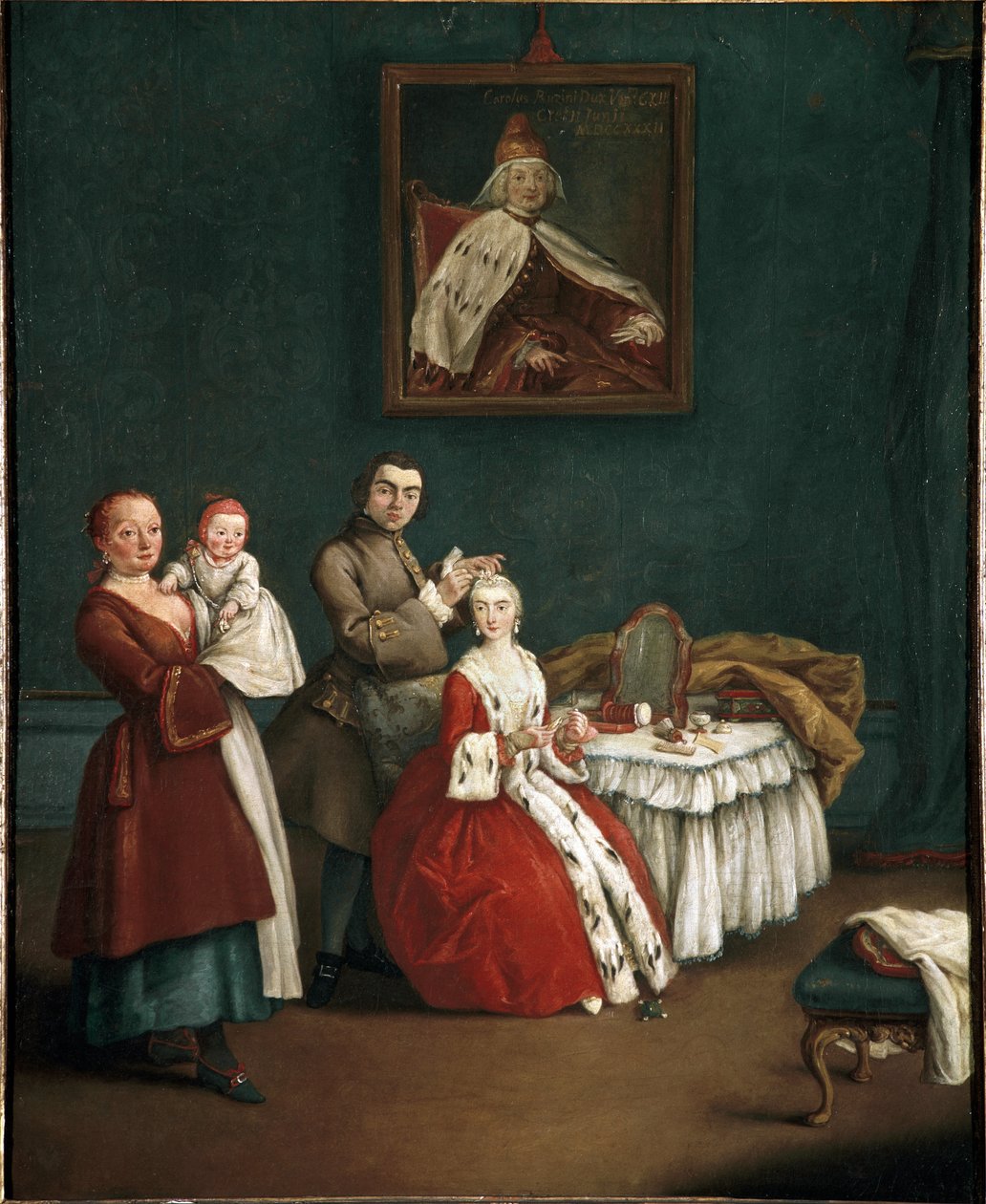 A fodrász (The hairdresser) Pietro Longhi (1701-1785) festménye 1760 Méret: 63x51 cm Velence, Ca 