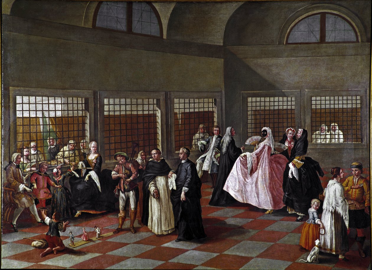 A kolostor szalonja Pietro Longhi (1702-1785) festménye a kíséretből 1750 Méret 96x131 cm Ca 